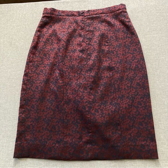 Libby London Chester Jacquard Skirt Career Pencil Navy Burgundy UK 12 US 8 - Picture 8 of 11